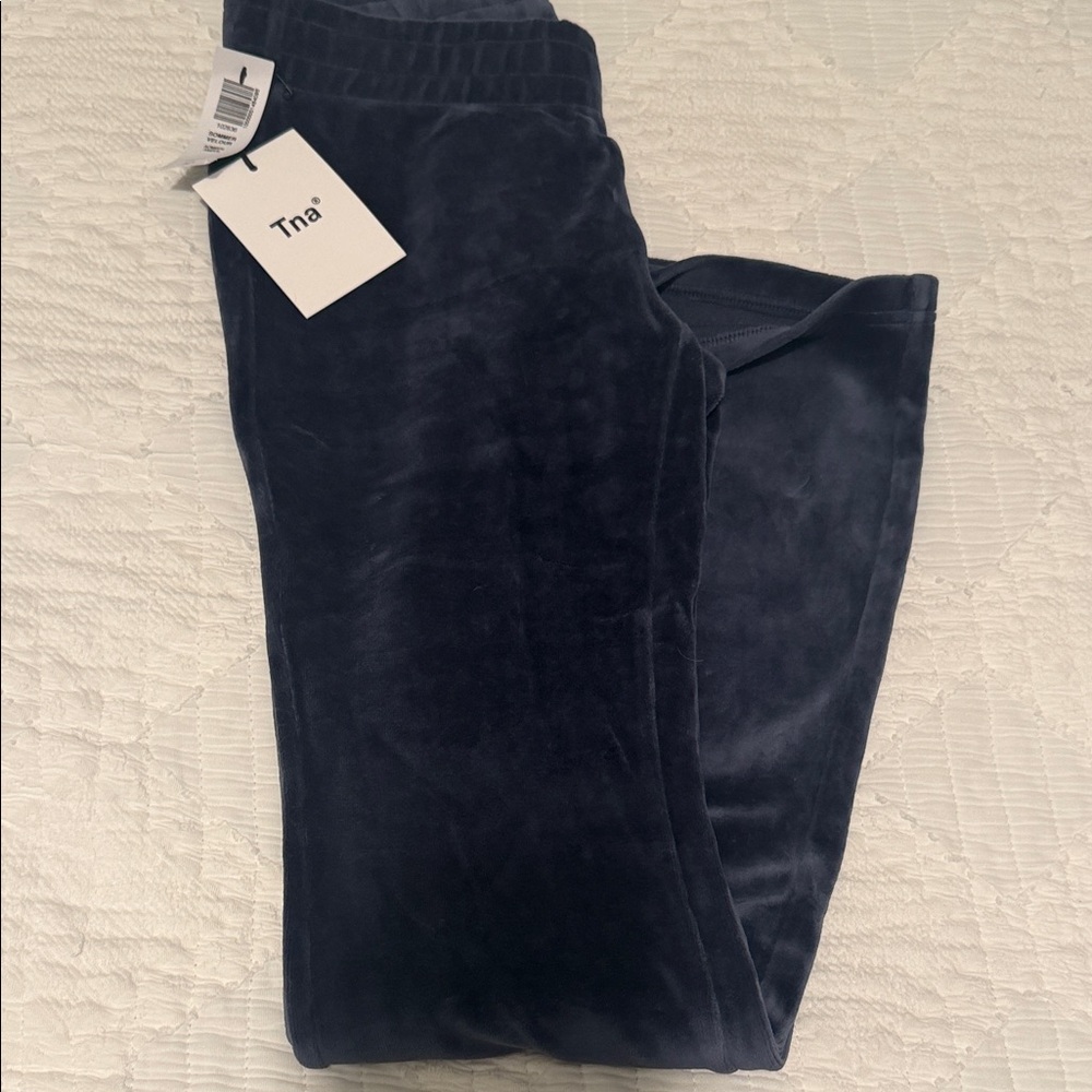 TNA Midnight Blue Velvet Trousers